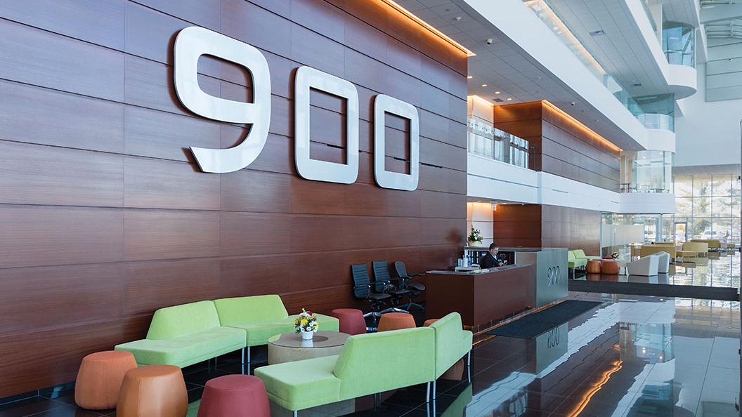 Lobby of the office building at 900 Stewart Avenue