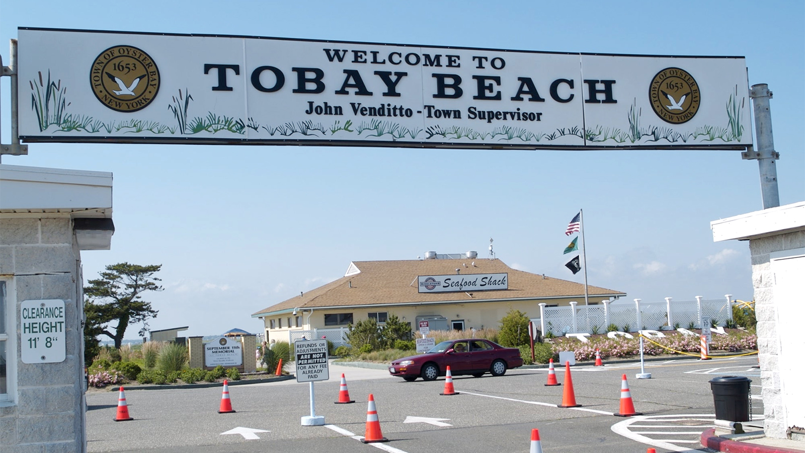 The entrance to TOBAY Beach on Ocean Parkway in Massapequa.
