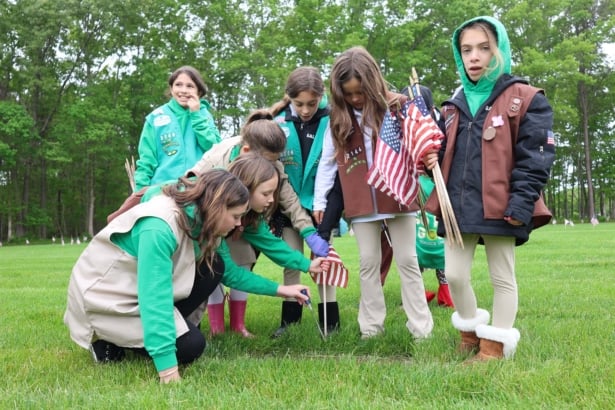 Girl Scouts of Suffolk County plant flags at veterans’ graves for Memorial Day Gssc Memorial Day