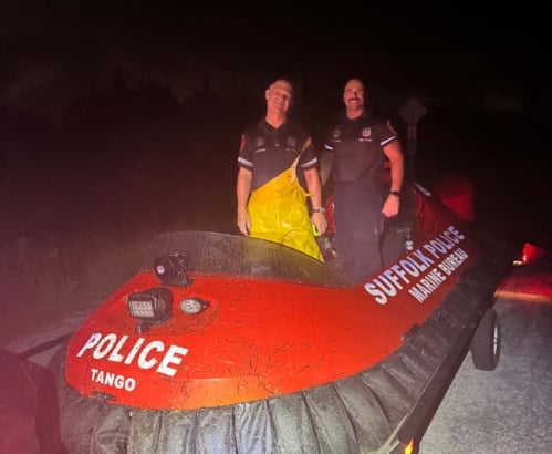 Suffolk police rescue family stranded off Fire Island Scpd Tango Rescue